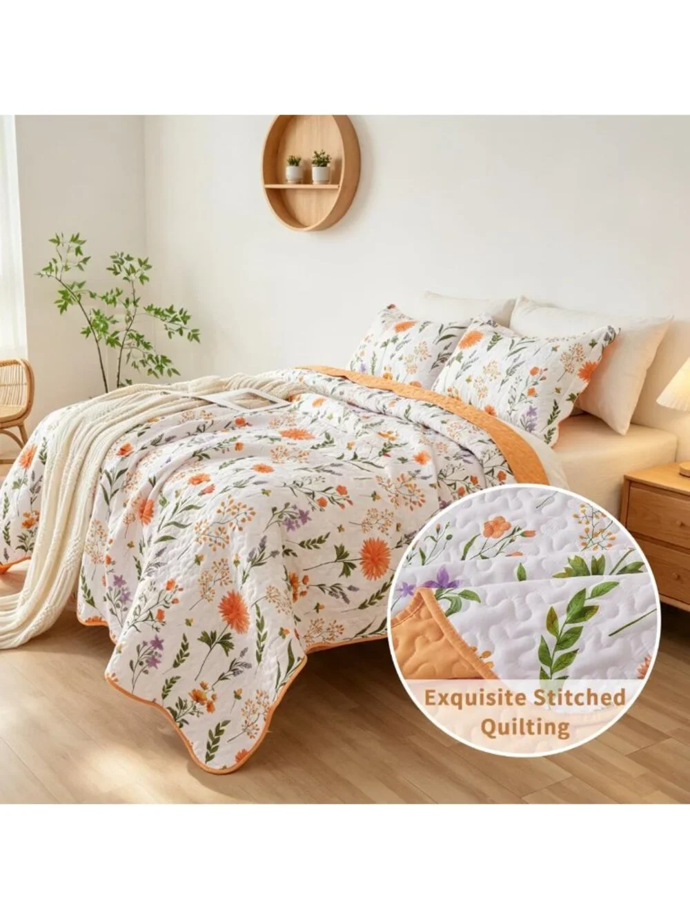 Oversized Floral Quilt Set - Cottage Core Shabby Chic Bedding - Boho Ditsy